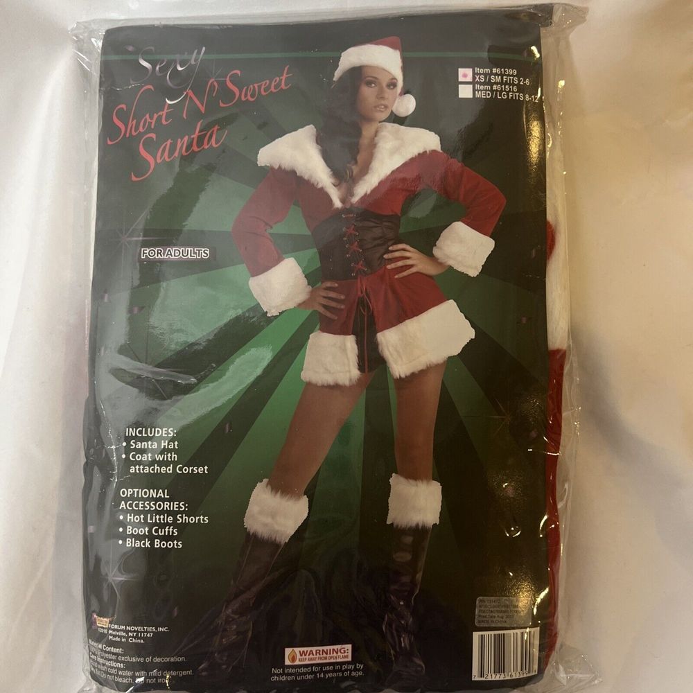 Sexy Short N' Sweet Santa Adult XS/S Coat Hat Corset Women Holiday